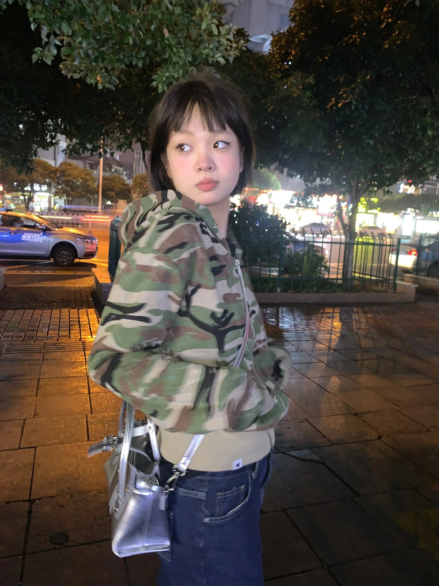 Karrram Japanese Y2k Cropped Jacket Vintage Harajuku Short Coat 2000s Korean Fashion Camouflage Zipper Hooded Sweatshirt Grunge