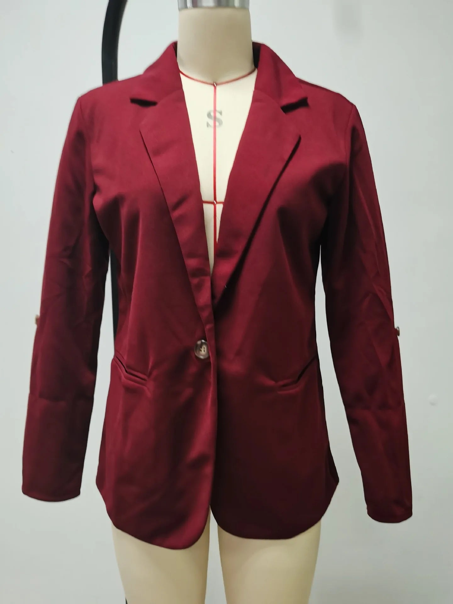 Women Autumn Winter Fashion Splicing Lapel Slim Cardigan Blazer Jacket Long Sleeve Casual