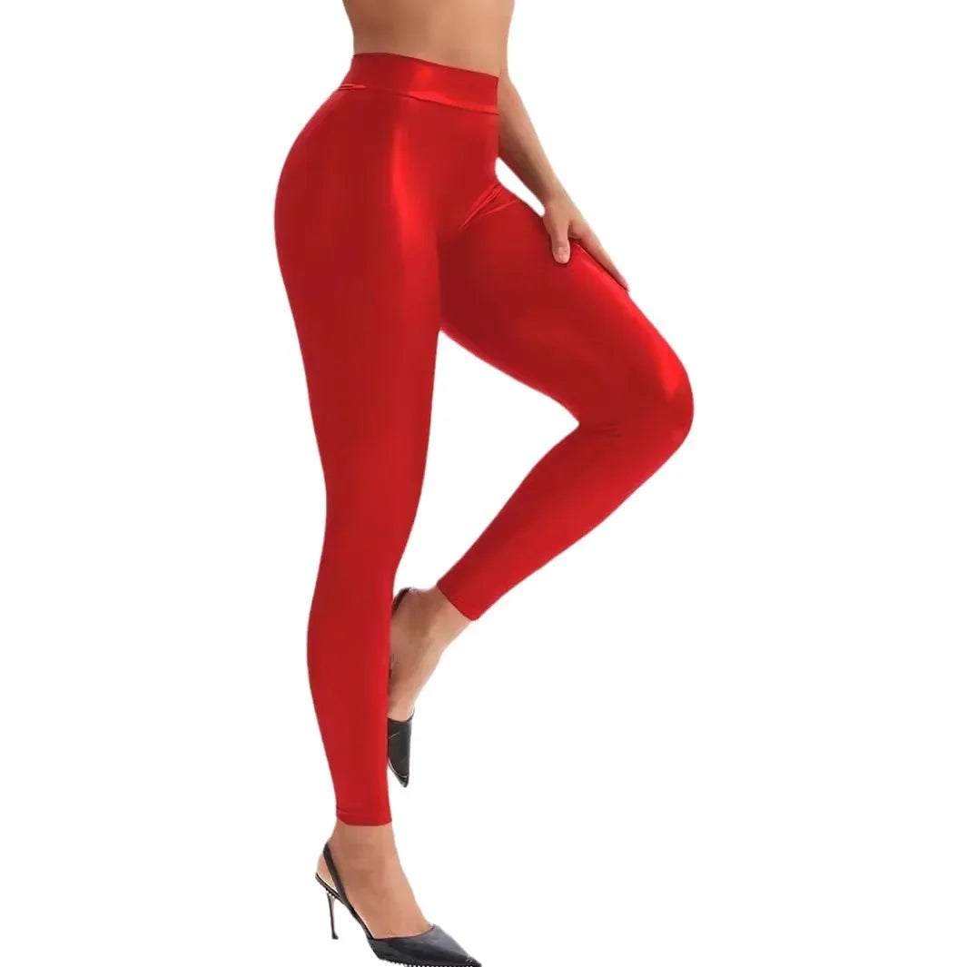 Sexy Pants for Women Fashionable and Versatile Pencil PU Leather Elastic Tight V-waist Trousers Female Summer and Fall 2025 New