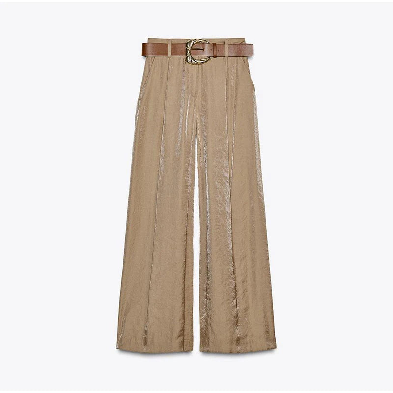 Fashion Women's Straight Pants Solid High Waist Pockets Wide Leg Long Trousers Female Lady Jumpsuit Pant High Street Wears 2025