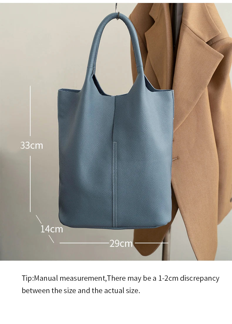 Bucket Bag Ladies Luxury Women Tote Bag Casual Genuine Cow Leather Shoulder Bags ladies Tote Handbags Big Shopper Bag for Female