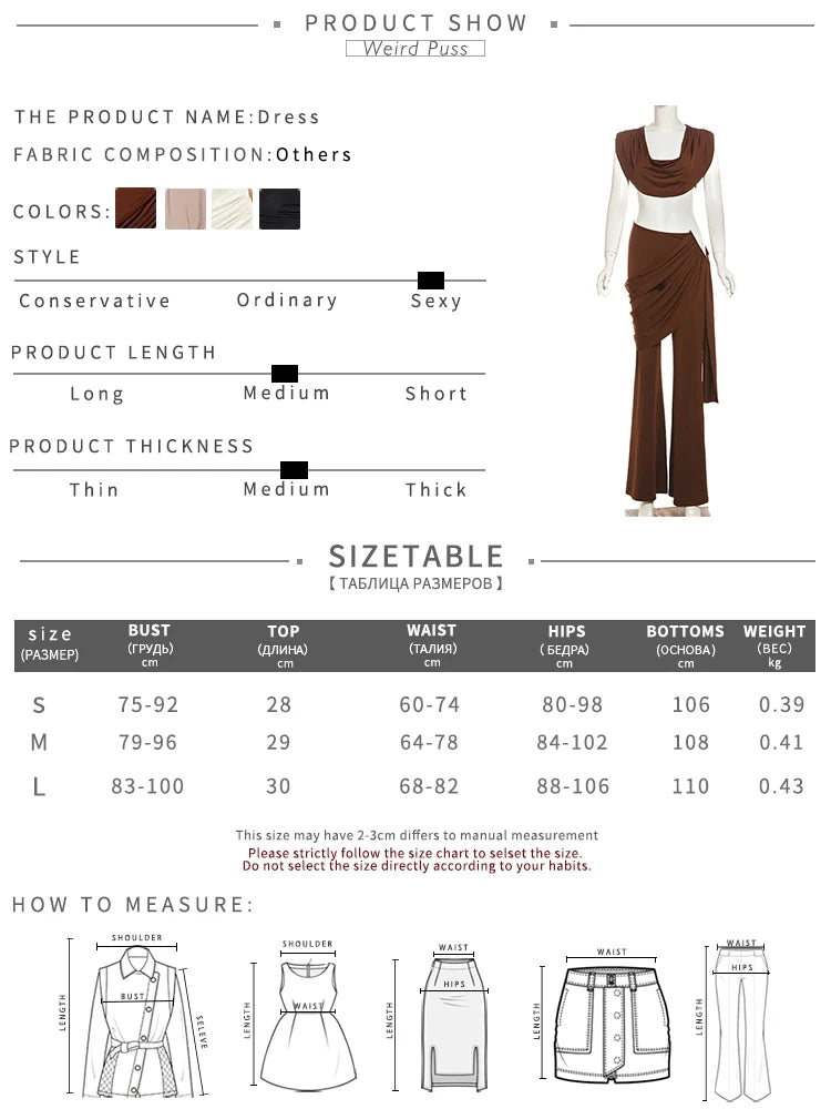 Weird Puss Pleats Elegant 2 Piece Set Women Sexy Low Neck Sleeveless Crop Tops+Irregular Waist Tassel Straight pants Solid Suit