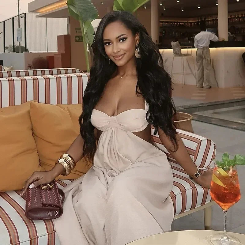 Fashionable Sexy Strapless Hollow Out Slim Fit Long Dress For Women Spring 2025 New Arrival European And American Crossbody