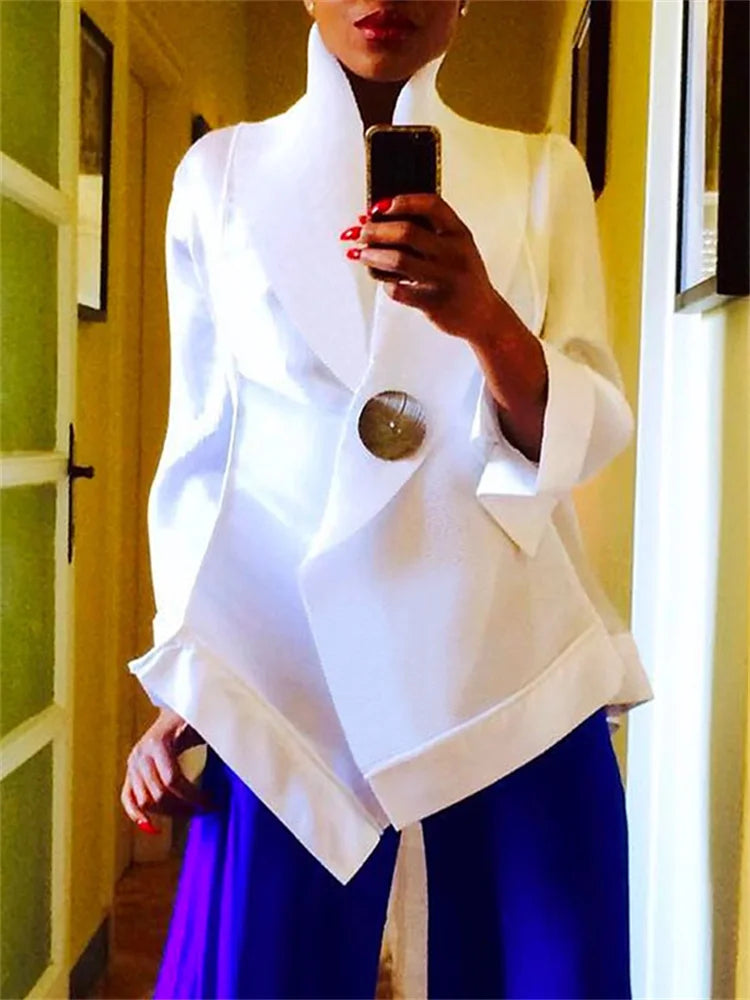 Fashion Loose White Women's Blouse 2025 Casual Lapel Long Sleeve Shirt Elegant Classic Solid Top Buttoned Female Clothing Office