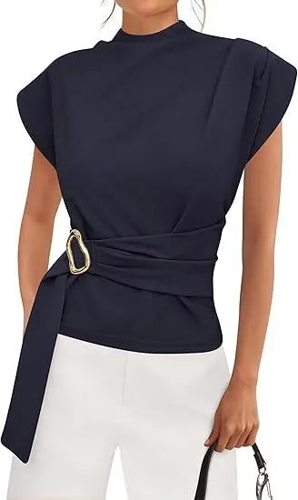 Spring Women's Clothing Solid Color Metal Button Strap Top For Woman Polyester Sleeveless Fitted Casual Y2K Style Streetwear