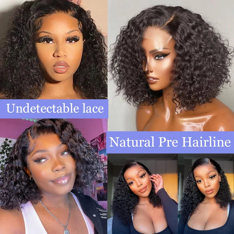 100% Curly Human Hair Glueless Wigs 13x6 Hd Lace Front Wig Jerry Burmese Curly Closure Frontal Short Bob Ready to Wear And Go