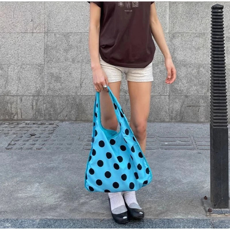 Summer Polka Dot Shoulder Bag Large Capacity Versatile Tote Bag Underarm Bag New Brand Women's Commuter Handbag Messenger Bag