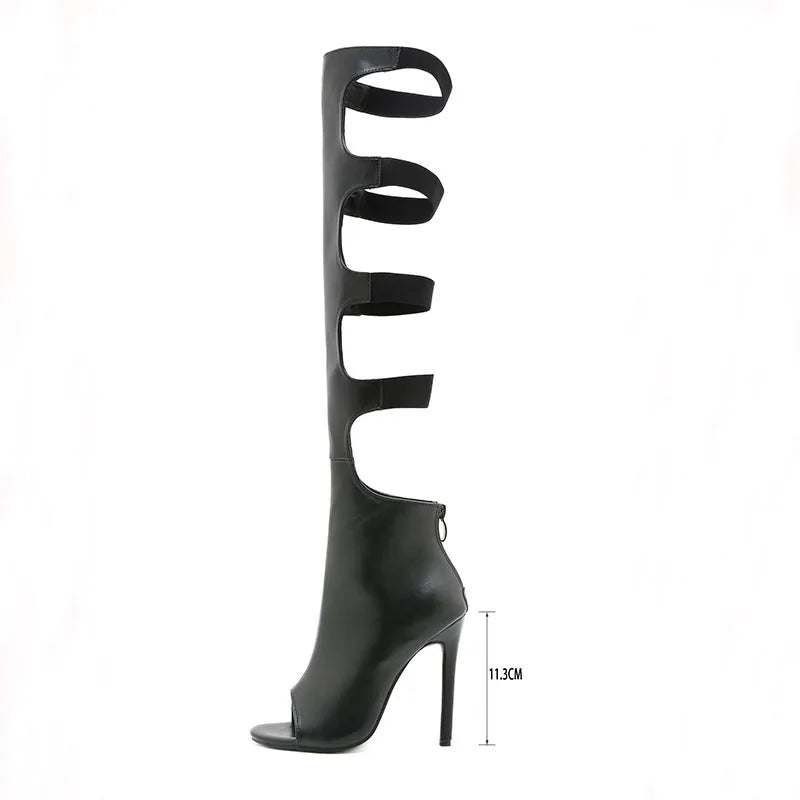 Fashion Peep Toe Women Over the Knee Boots Shoes Female Super High Heels Footwear Party Modern Ladies Sandals Boots Shoes Pumps