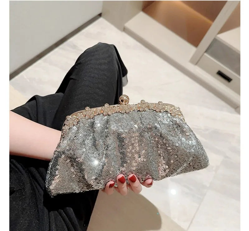 Dark Blue Clutch Bag Women Bling Sequin Purses and Handbag Diamonds Women's Wallet Chain Shoulder Female Party Clutch Z246