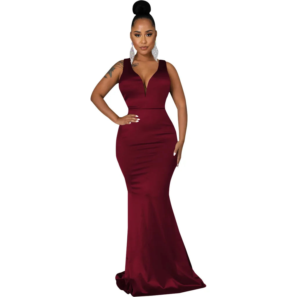 Sexy Fashion Deep V-Neck Dress Women's Dress JX5604