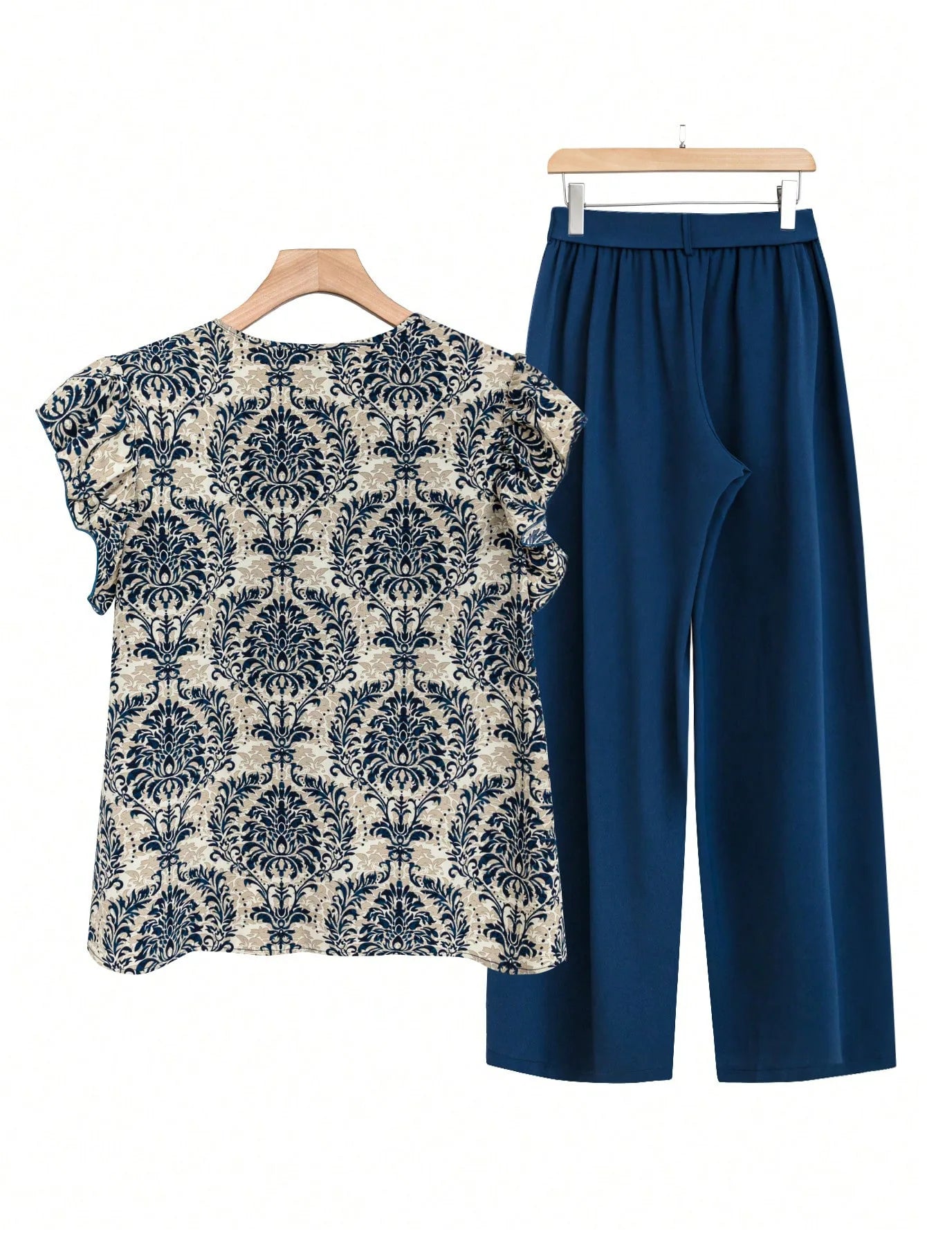 Casual 2 Piece Sets Women Outfit 2025 Summer Fashion Sleeveless Floral Print V-neck Shirts Tops And Pant Sets Elegant Suit