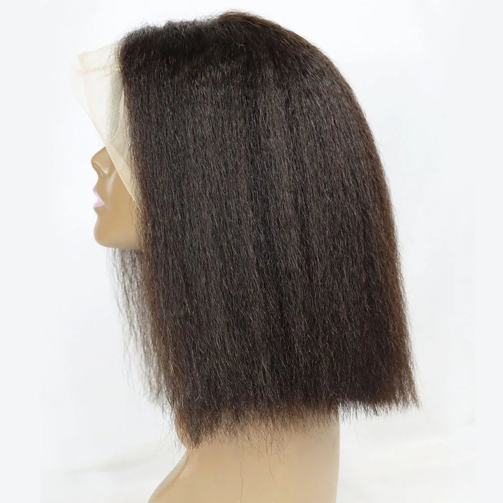 Kinky Straight Brazilian Human Hair Lace Front Bob Wig for Women