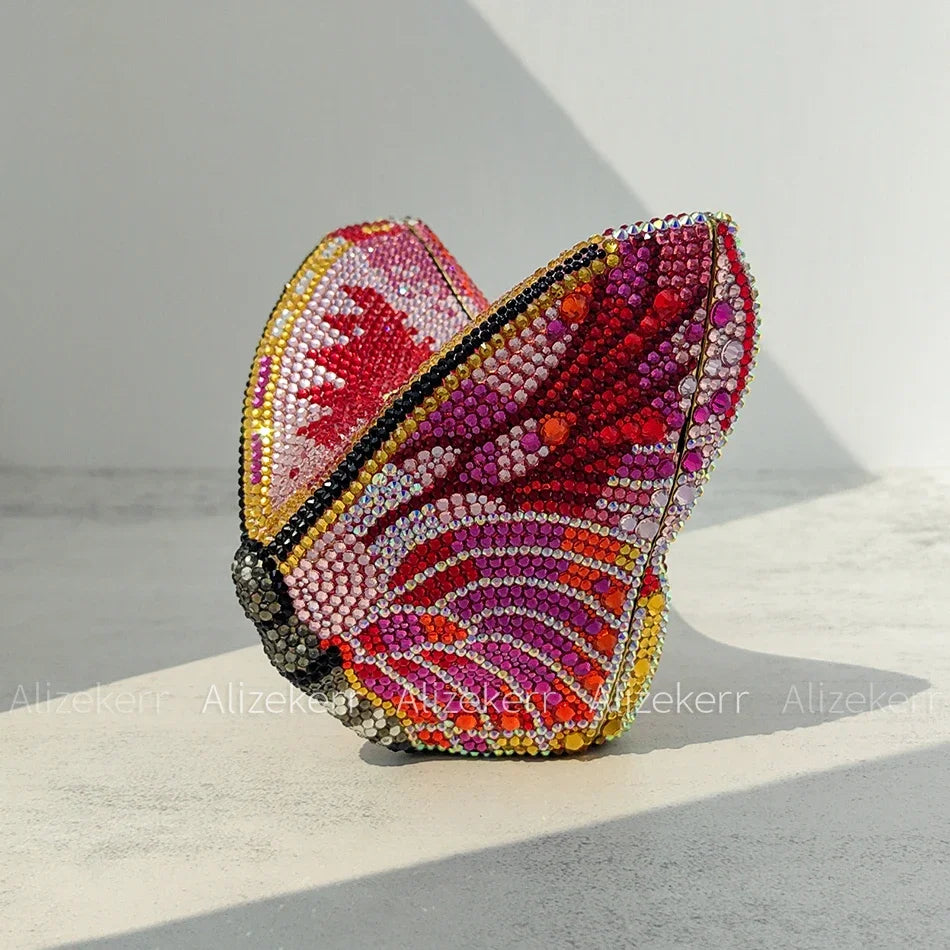 Alizekerr Butterfly Diamond Evening Bags Women 2025 Luxury Designer Gorgeous Rhinestone Clutch Purses And Handbags Wedding Party