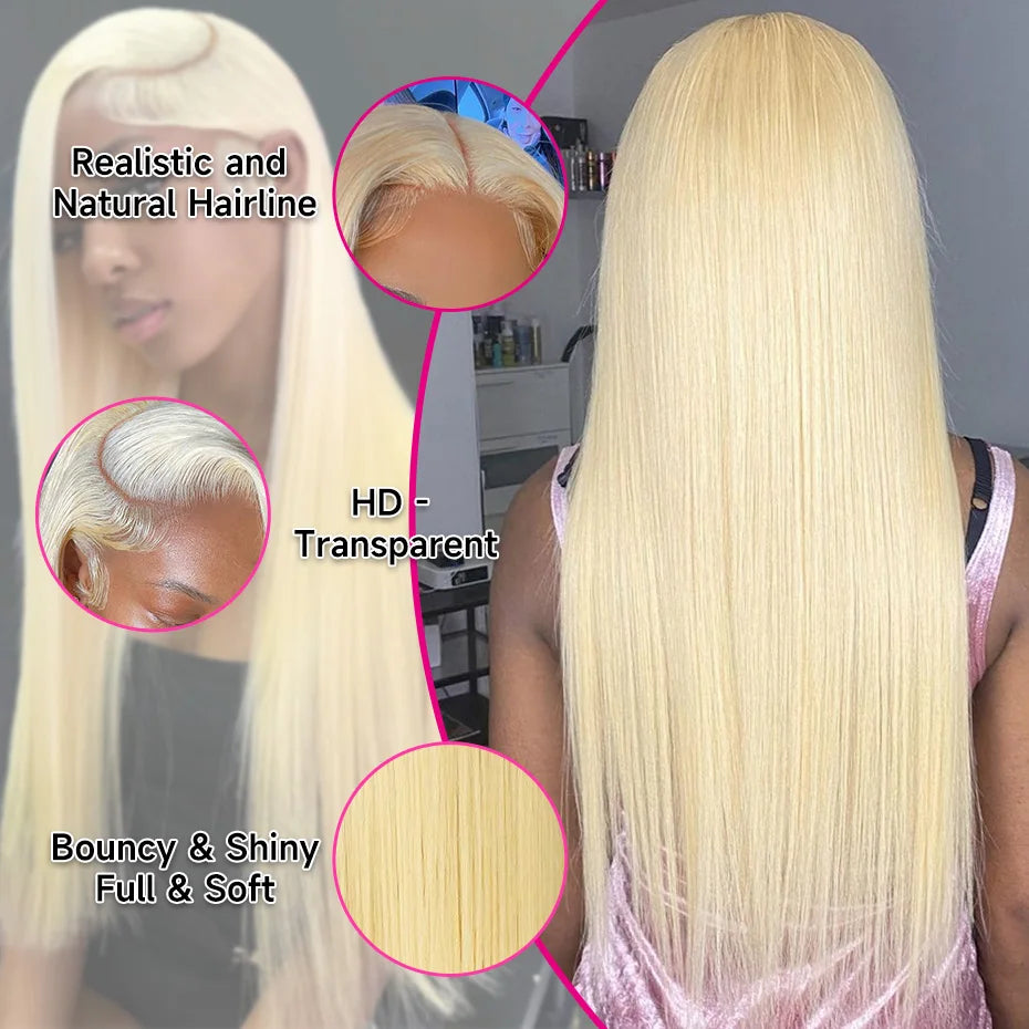 613 300% Density 30 40 Inch Lace Wig Human Hair Straight 13x4 13x6 HD Lace Front Wigs For Women Blonde Colored Human Hair Wigs