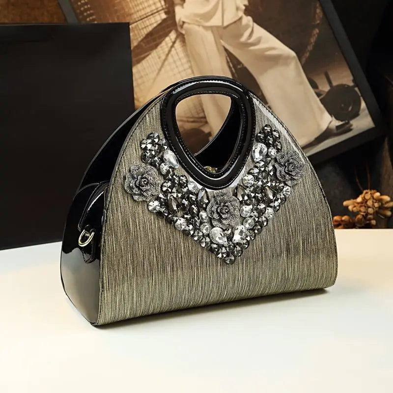 Designer Brand Fashionable Diamond-encrusted Dumpling Bag Genuine Leather Hand-held Crossbody Bags for Women Sac À Main Femme