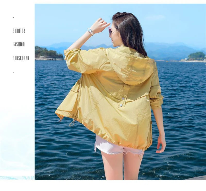 Women's Jacket With Hooded Sun Protection Clothing Women's Summer Thin Coat 2023 New Anti-Ultraviolet Breathable Shirt size 4XL