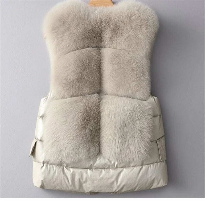 Vest Coat new Autumn Short Down Jacket Women Iimitation Fox Fur Vest Female Winter Wear Vest OutCoat waistcoat Sleeveless Coat