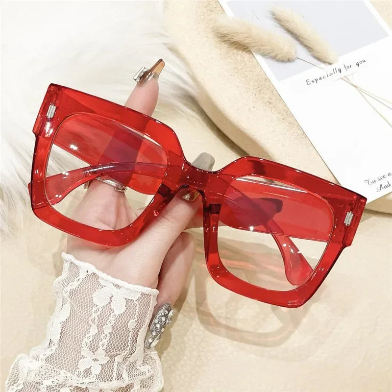 Oversized Transparent Computer Glasses Frame Anti Blue Light Blocking Glasses Large Frame Black Leopard Glasses Clear Lenses