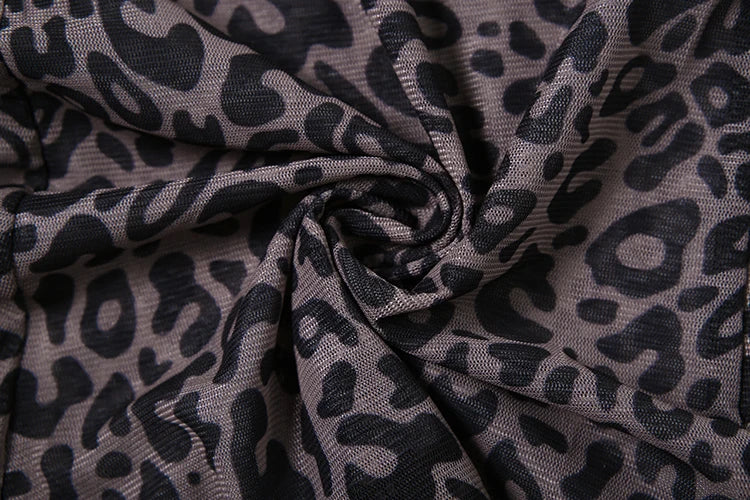 Weird Puss Leopard Print Romper Women See Through Sexy Full Sleeve Turtleneck Fall Fit Skinny Playsuit Stretch Midnight Clubwear