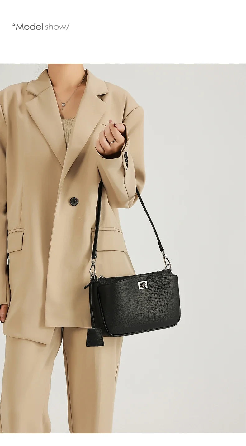 Women Cow Real Leather Shoulder Bags Ladies Natural Cowhide Fashion Retro Handbags Female Designer Luxury Crossbody Bag for Lady