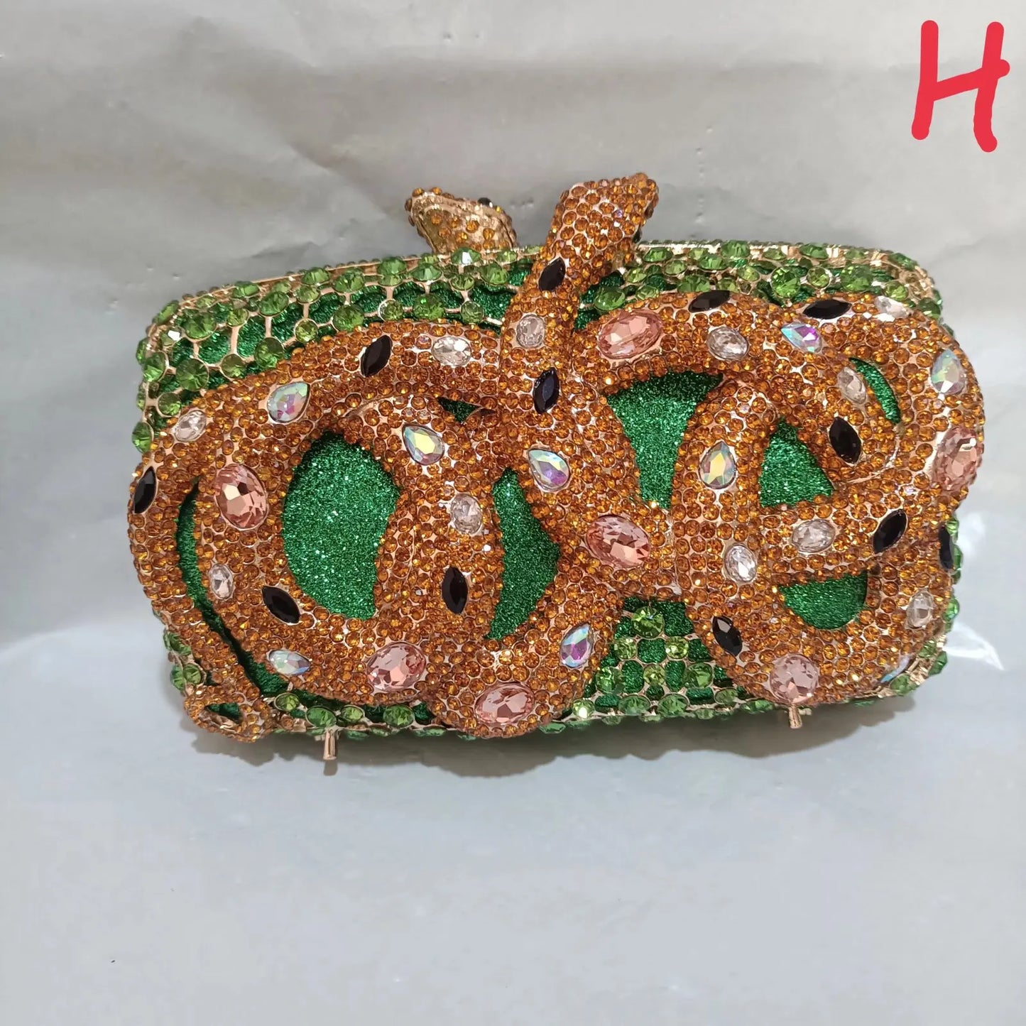 Elegant Jade Green Women Big Stones Evening Bags Crystal Metal Clutches Bags Green Wedding Party Minaudiere Purses and Handbags