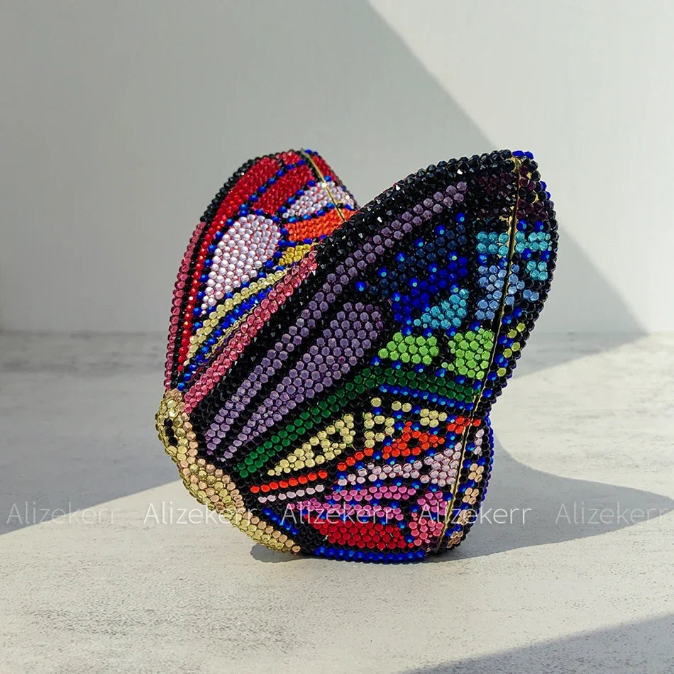 Alizekerr Butterfly Diamond Evening Bags Women 2025 Luxury Designer Gorgeous Rhinestone Clutch Purses And Handbags Wedding Party