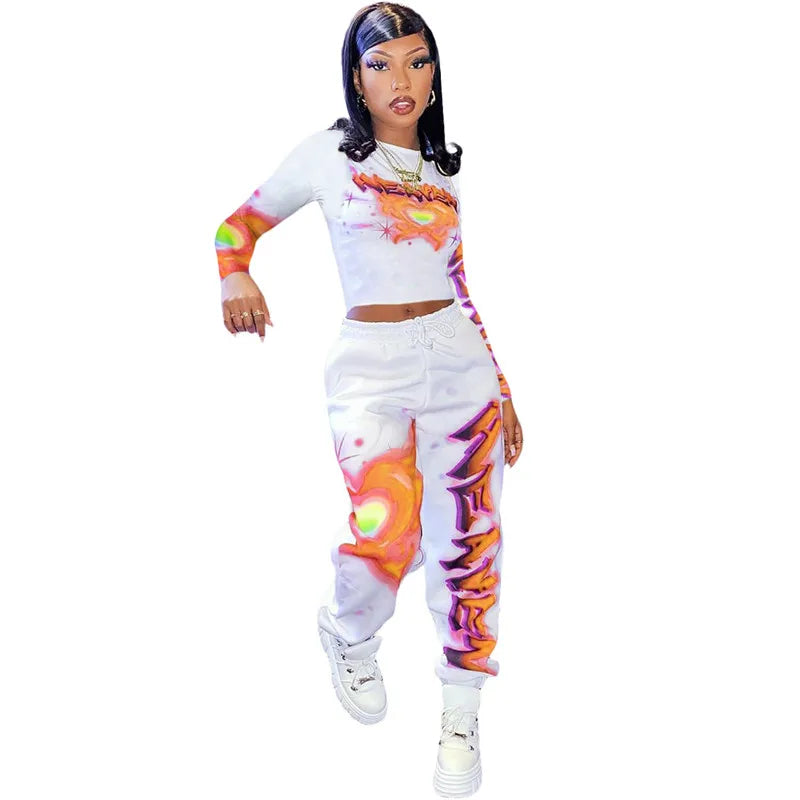 High Quality 2 Piece Outfit for Women Set Casual Sweat Suit Crop Sweatpant Joggers Tracksuit Fall Clothes Wholesale Dropshpping