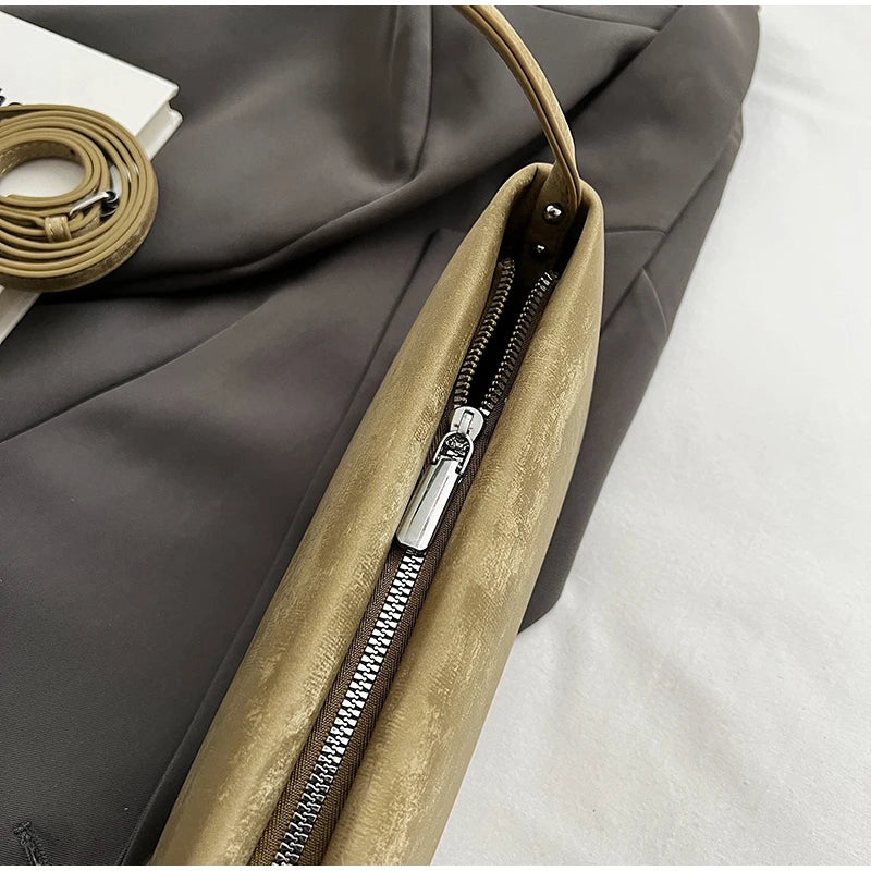 Retro Texture Design Underarm Bag Solid Color Simple Advanced Versatile Ladies Handbag Elegant Fashion Exquisite Shoulder Bag