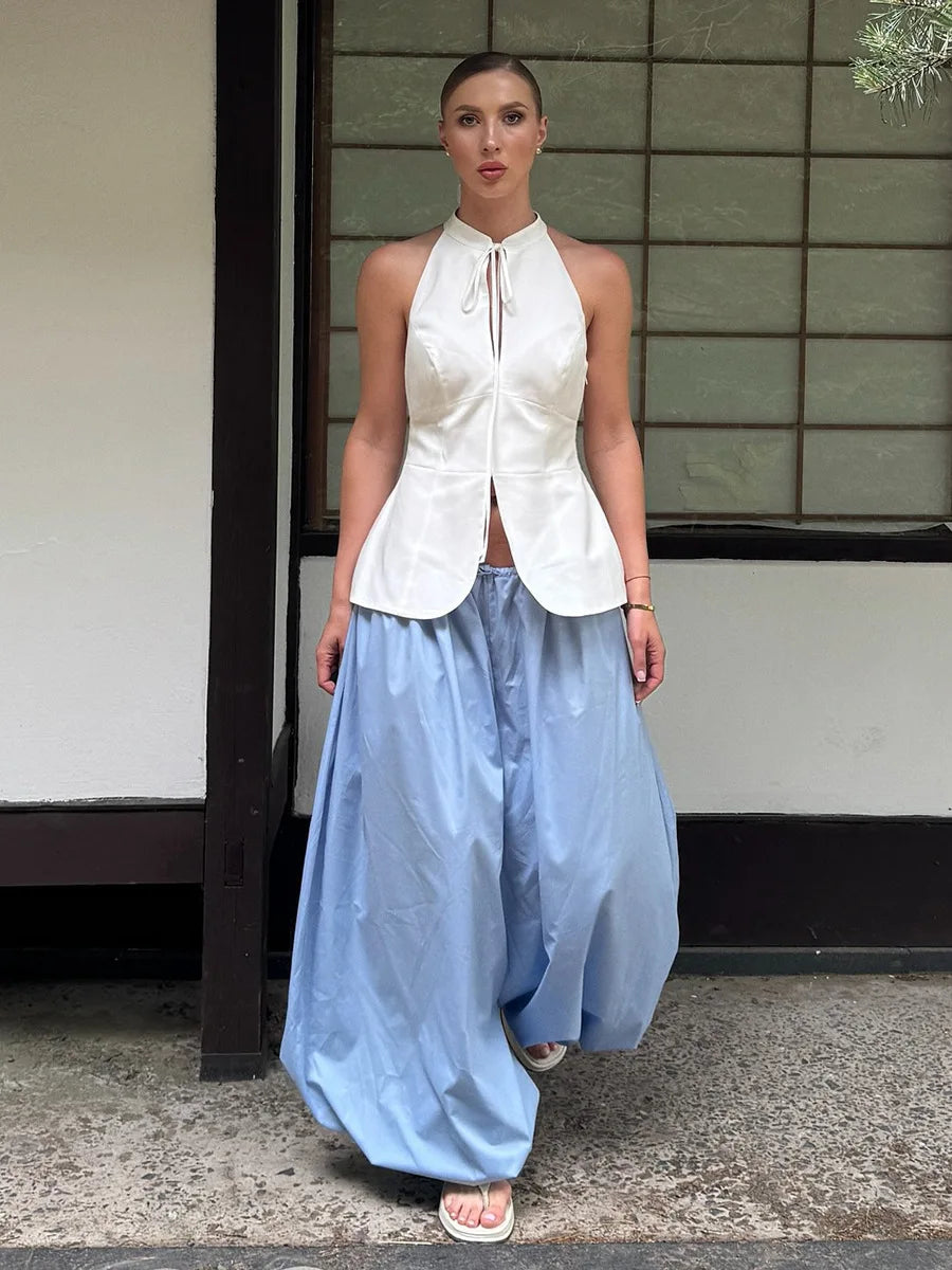 Bornladies Autumn Womens 100% Cotton Loose Lantern Style Wide Leg Pants Street Style Casual Lazy Pants Fashion Trousers