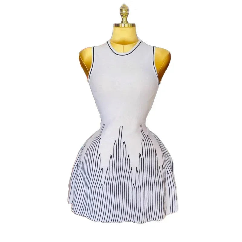 Mini Dress Women Dresses A Line Bodycon Vestidos Streetwear Sleeveless Round Neck Elegant Knitted Y2k Party Club Slim Fit 2025