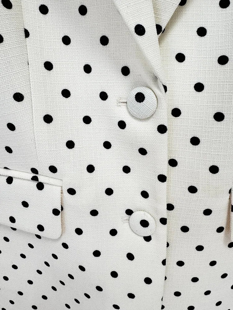 HIGH STREET Newest 2025 Designer Suit Women Bow Decorated Polka Dot Blazer Pants Set 2PCS