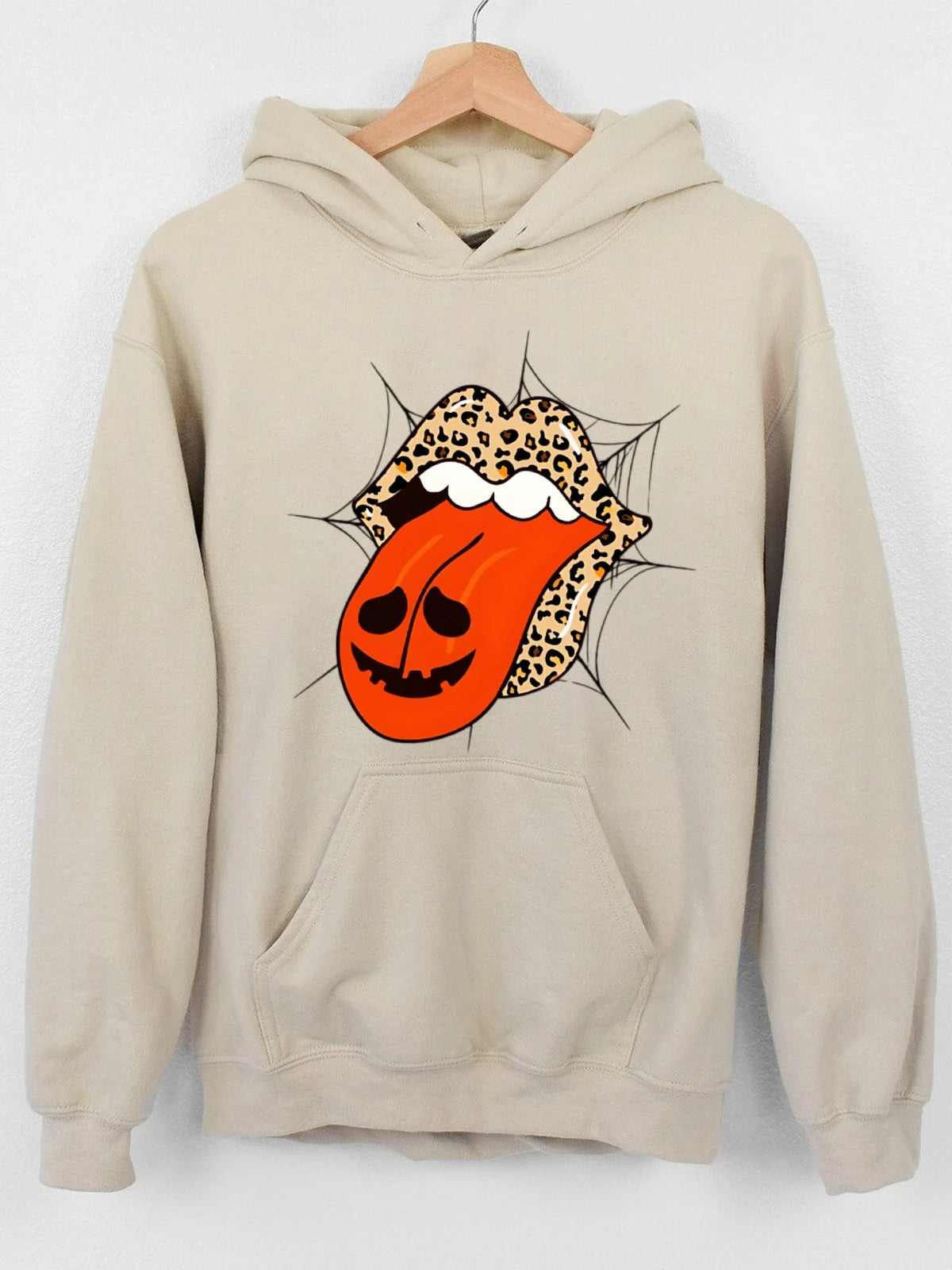 Women Sweatshirt Halloween sexy lip Hoodies Lightweight Cotton Hooded Sweatshirt - Breathable Fabric with Contrast Stitching