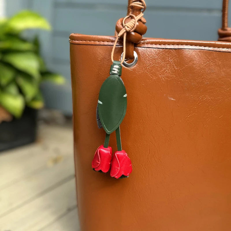 New Tulip Bag Pendant Fashion Creative Design High Quality Leather Keychain Simulation Flower Simple Versatile Pendant Decorate