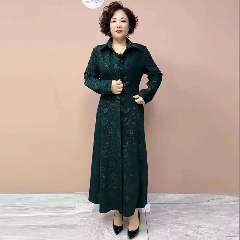 High End Women's Windbreaker New Spring Aumnu Oversized Women's Clothing Slimming Long Trench Jacket Fashion Mom's Outerwear 6XL