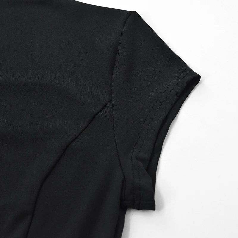 Women New Summer Sexy Mini Dress Fashion Streetwear Short Sleeve Black Slim Basic A-LINE Dresses Casual Club Elegant Party Dress
