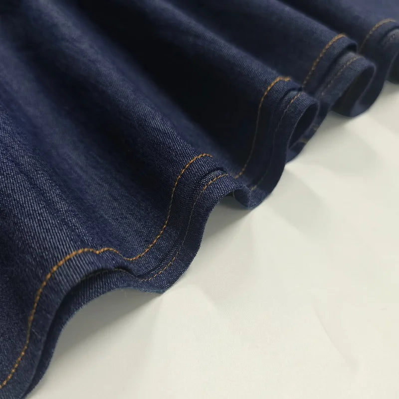 2025 New Fashion Imitation Denim H-Line High Waist Skirts Spring Summer Loose Solid Color Pockets Maxi Skirt For Women