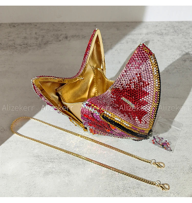 Alizekerr Butterfly Diamond Evening Bags Women 2025 Luxury Designer Gorgeous Rhinestone Clutch Purses And Handbags Wedding Party
