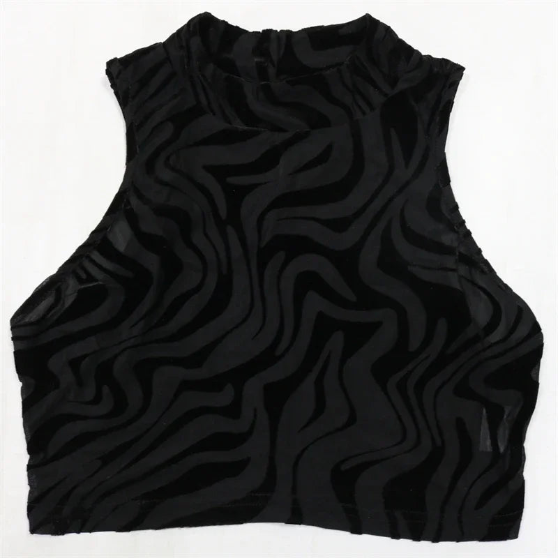 Mesh See Through Sexy Club Outfits for Woman 2 Piece Set Night Party Sleeveless Vest Crop Top and Leggings New in Matching Sets
