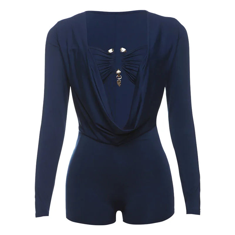 Weird Puss Sexy Women Swing Collar Romper+Metal buckle Bra Hipster Midnight Party Coquette New Spring Trend Workout Playsuits