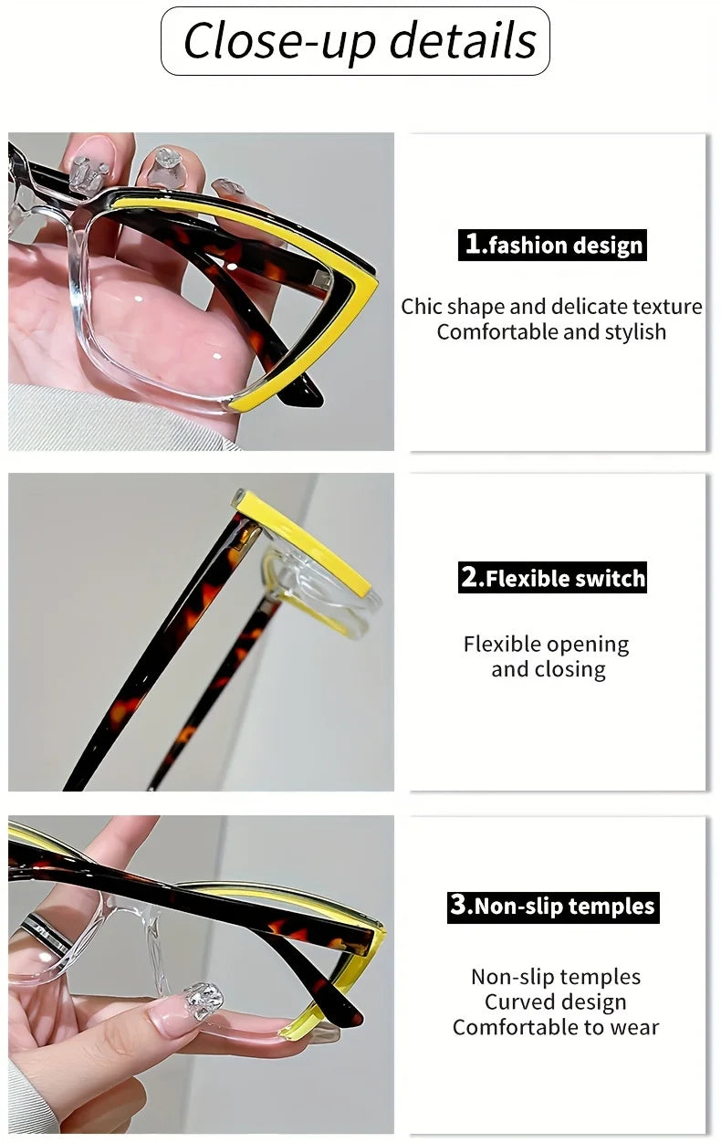 Vintage Cat-Eye Full Rim Reading Glasses Non-Prescription, PC Frame & Lens, Elegant Design, Range 1.0 to 4.0