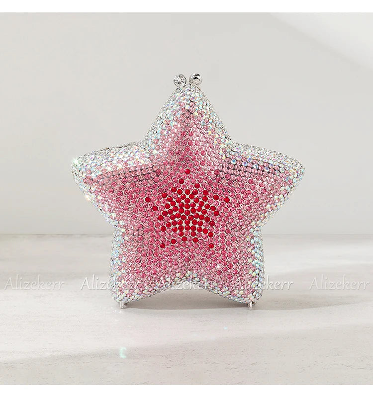 Alizekerr Star Shaped Crystal Evening Bags Women Boutique Gorgeous Sparkling Rhinestone Mini Metal Clutch Purses Wedding Party