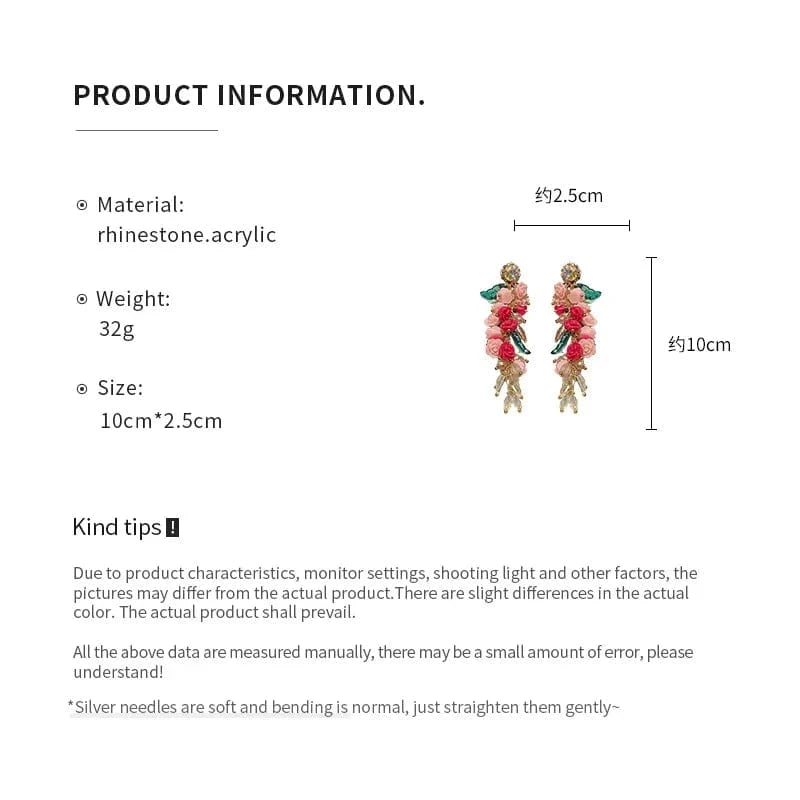 Tassel Crystal Earrings Luxury Design Temperament Jewelry Wholesale