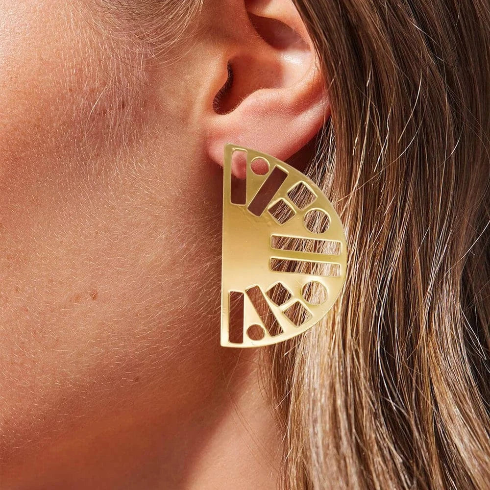 Fashion Jewelry Big Gold Color Round Geometric Earrings Dangle Drop Earrings For Women African Wedding Party Gifts