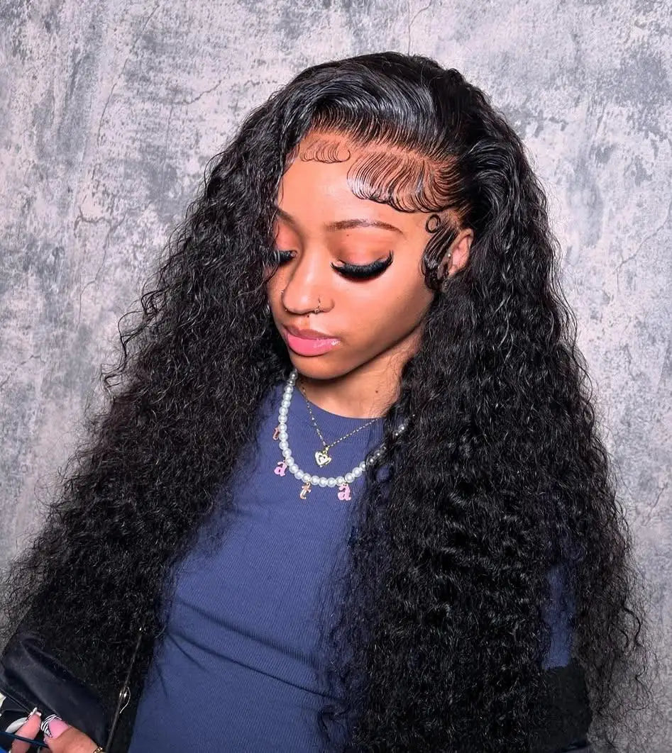 13x6 Deep Wave Lace Front Wig Human Hair for Women Deep Curly Wig Pre Plucked 13X6 HD Lace Frontal Wig Human Hair with Baby Hair