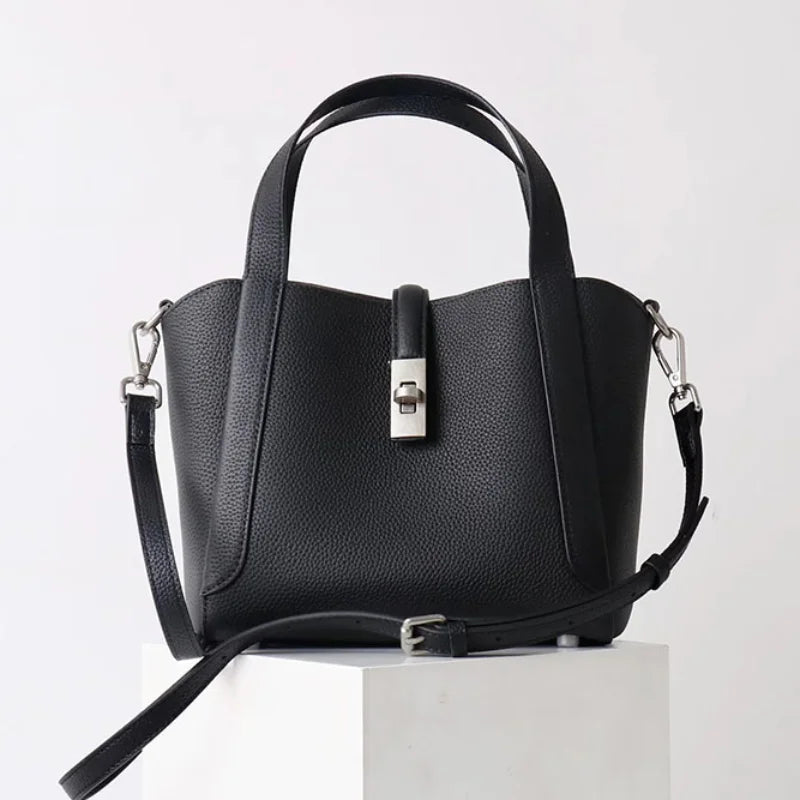 Brand Genuine Leather Basket Bag Women Luxury Fashion Simple Texture Tote Bag New Versatile High-end Shoulder Bag Messenger Bag