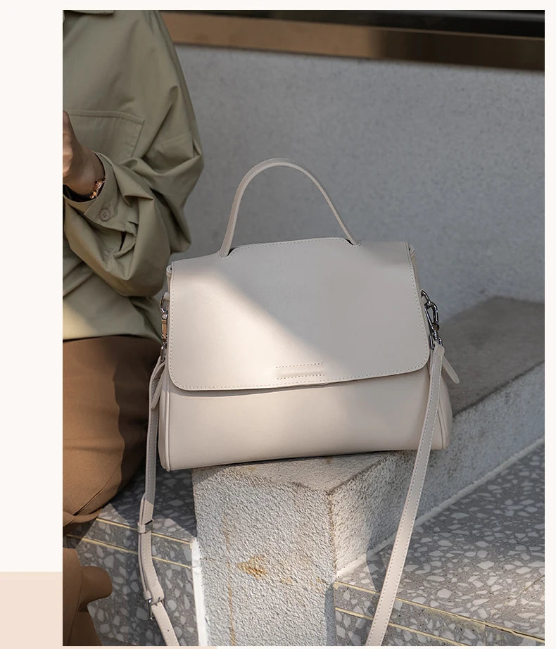 Women's Cowhide Genuine Leather Shoulder Bag Female Fashion Luxury Designer Handbags Ladies Commuting Large Capacity Bucket Bags