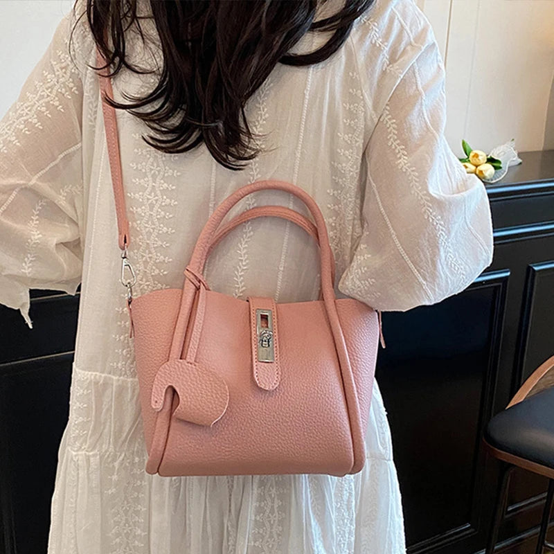 Fashion Design Women Bucket Bag Brand Trendy Basket Bag Versatile Simple Solid Color Texture Women's Bag Shoulder Crossbody Bag