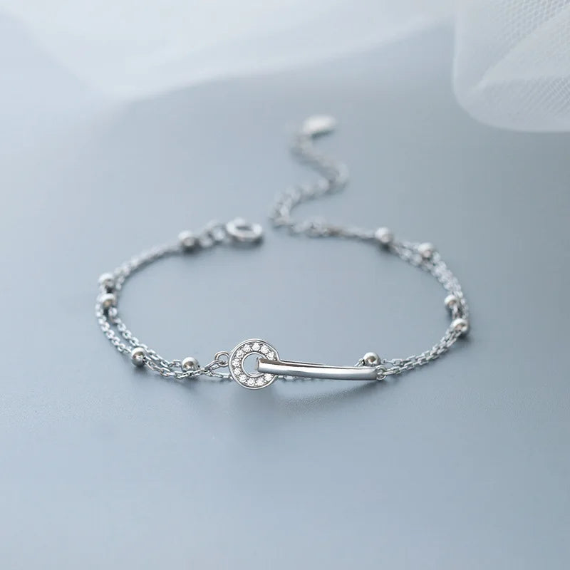 Gold Tone Square Opal Chain Bracelet