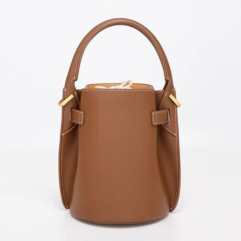 Fashion Luxury Handbag High-grade Leather Trend Versatile Simple Drawstring Bucket Bag Retro Texture Brand Designer Shoulder Bag