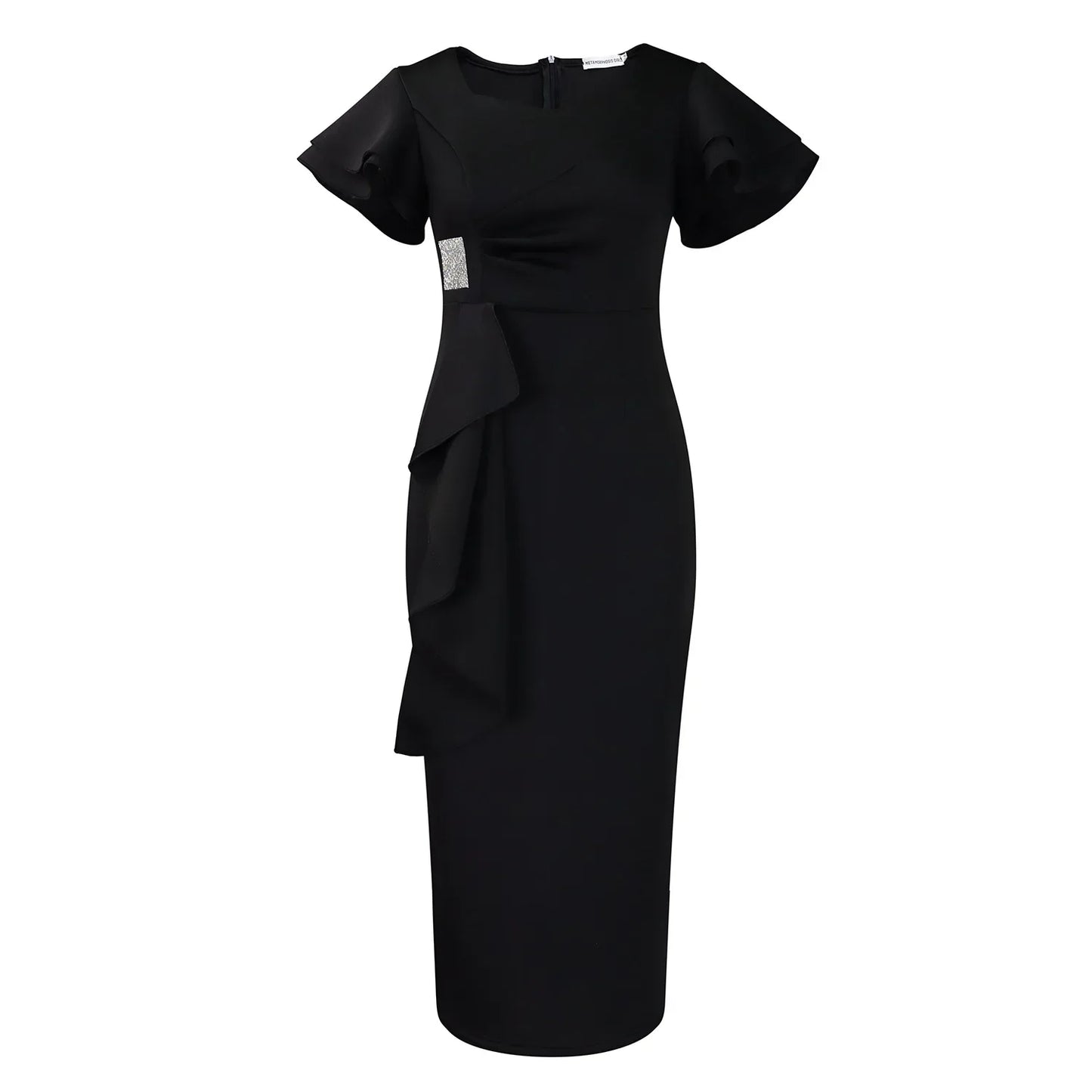 Elegant Pure Color African Style Wrap Dress D3310 New Fashionable Transoceanic Dress with Lace Trim Elegant African Dress